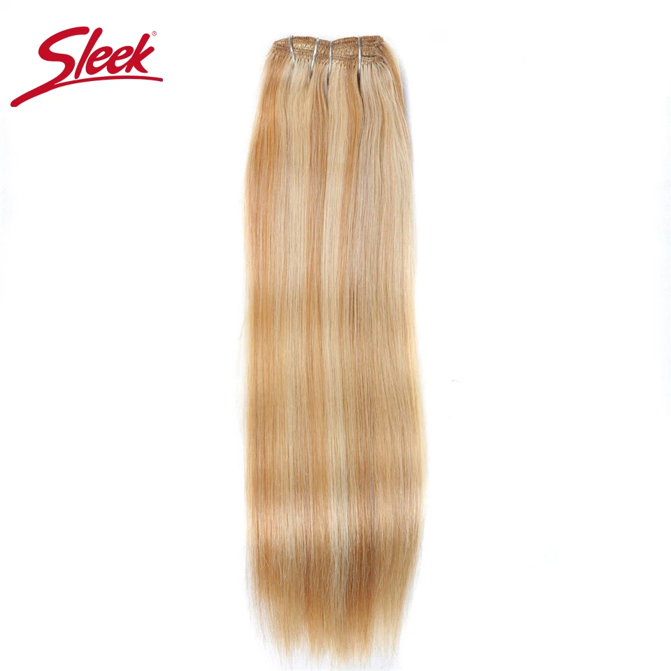

Sleek Colorful Hair 7Pcs Clip in Human Hair Extensions Brazilian Striaght Honey Blonde #P27/613 Color Remy Hair Extension Clip