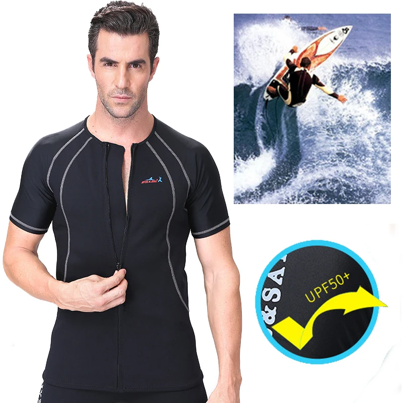 

1.5mm Neoprene Wetsuit Pants Mens Short sleeve Bodysuit UV Protection Scuba Diving suit Surfing Rash Guard