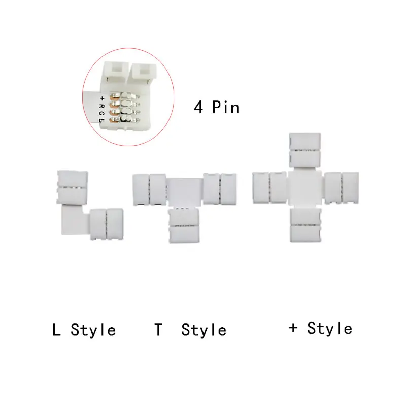 

5pcs/lot no soldering "L" Shape 10mm LED Strip PCB Connector 5050 RGB 4PIN