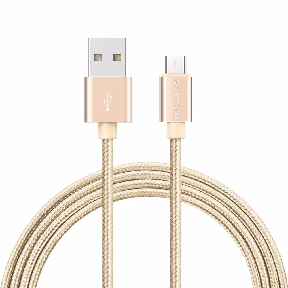 Suntaiho Быстрая Зарядка Micro USB кабель для samsung s7 Нейлон Micro USB кабель для передачи данных для мобильного телефона Android для Xiaomi htc huawei - Цвет: Gold