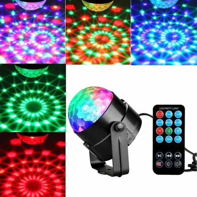 

Mini 3W DJ Light RGB Color Changing Sound Actived Crystal Magic Disco Ball Led Stage Lights for KTV Xmas Wedding Party Light