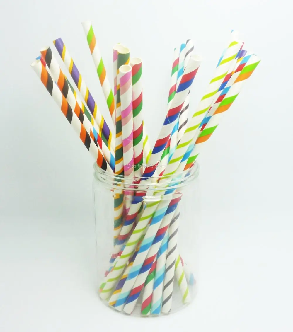 Wholesale 375 Pcs All 15 Kinds Colorful Vintage Striped Drinking Straws