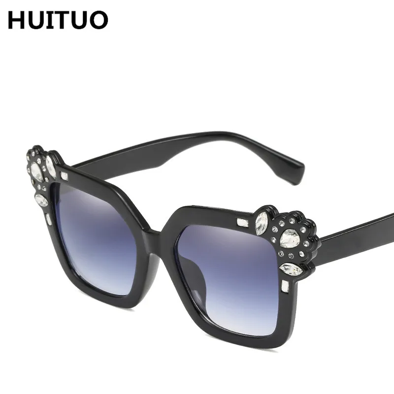 HUITUO тенденции моды глаза кошки фирменный дизайн бурения декоративные солнцезащитные очки роскошные женские солнцезащитные очки Óculos де sol