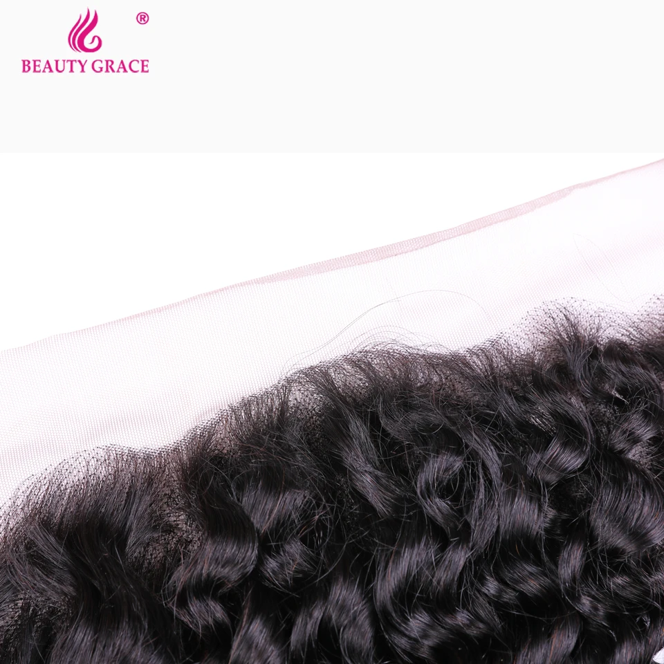 Brazilian Deep Wave Frontal With Baby Hair Free Part Remy Human Hair Ear To Ear Pre Plucked Lace Frontals Closure Beauty Grace