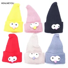 1 шт. детская шляпа глаз Улица Сезам вязать Кепки дети мультфильм шерсть Кепки мило колено шапка теплая одежда Интимные аксессуары