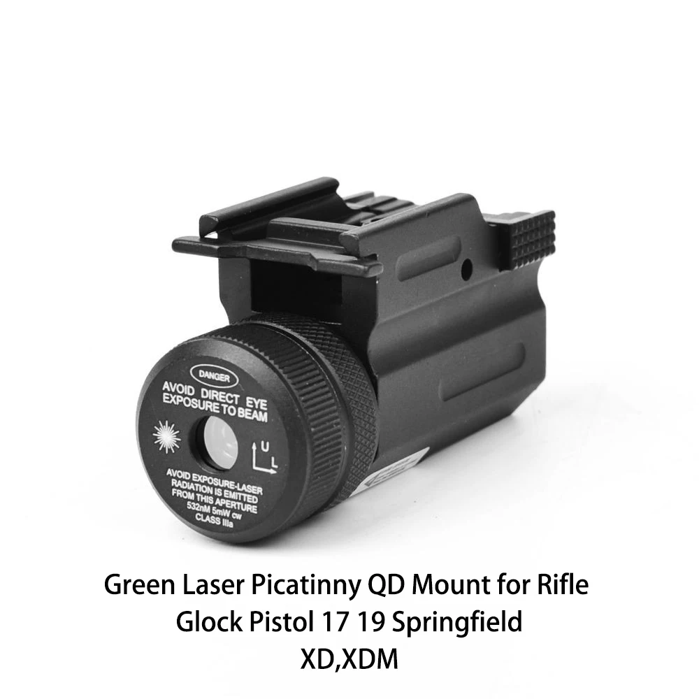 

Green Dot Laser Sight 20mm Picatinny Rail QD Mount for Rifle Pistol 17 19 22 Springfield XD,XDM