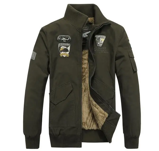 2017 Warm Fleece Winter Bomber Jacket Men Casual Windbreaker Wool Liner