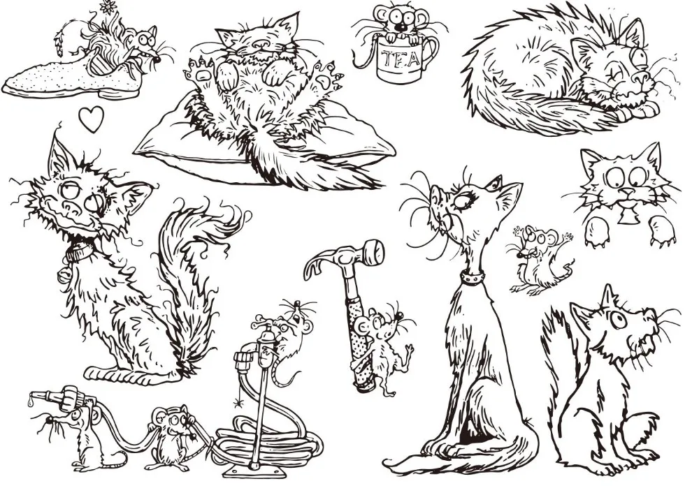 

Cats and Mouse Transparent Clear Stamps for Scrapbooking Paper Cards Making