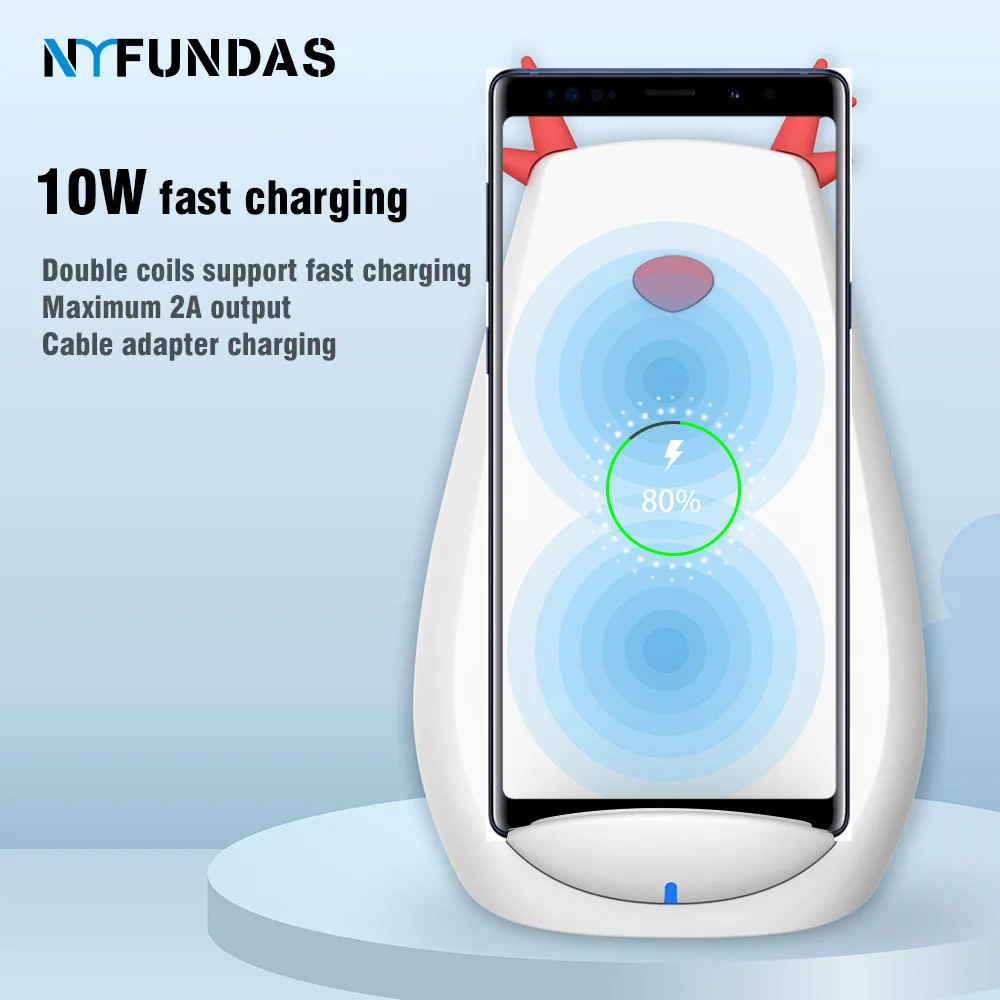 NYFundas Qi 10w fast wireless charger bracket for samsung galaxy note 9 8 s9 s8 plus s7 s6 edge christmas cute deer chargeu | Мобильные