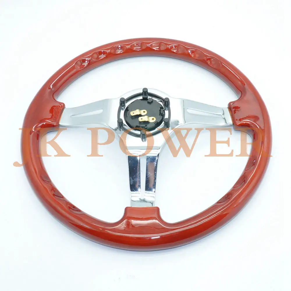 JK Высокое качество 14 дюймов 350 мм классическое красное деревянное Спортивное Рулевое Колесо дерево с серебристыми спицами ABS