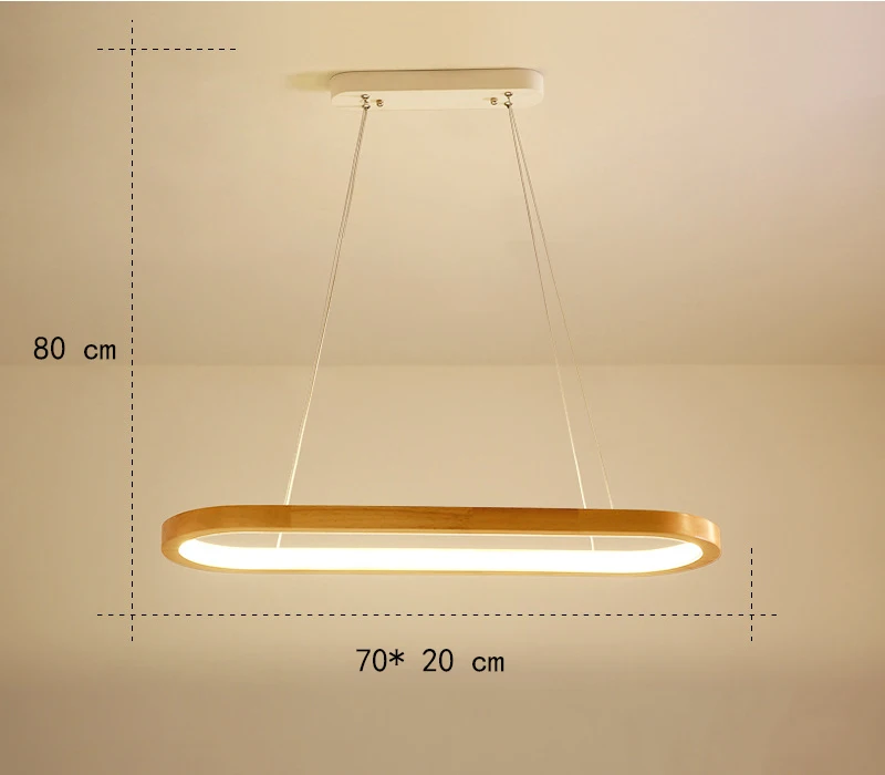 Современный квадратный подвесной светильник, Led подвесной светильник, деревянный Haning светильник, столовая, гостиная, спальня, кухня, скандинавский подвесной светильник - Цвет корпуса: A  70 x 20cm