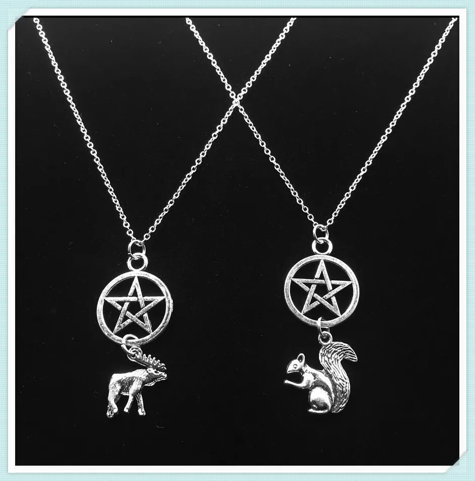 

Silver Tone Supernatural Winchesters "Moose and Squirrel" Necklace Set