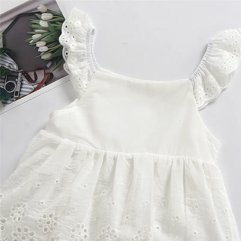 Summer new Toddler Kid Baby Girl Sleeveless Solid Flower Princess Romper Dress Clothing fashion cute design  (16)
