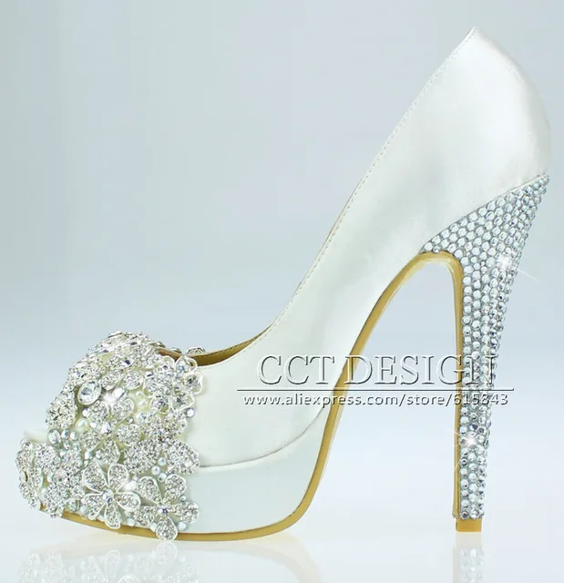 white wedding heels with rhinestones