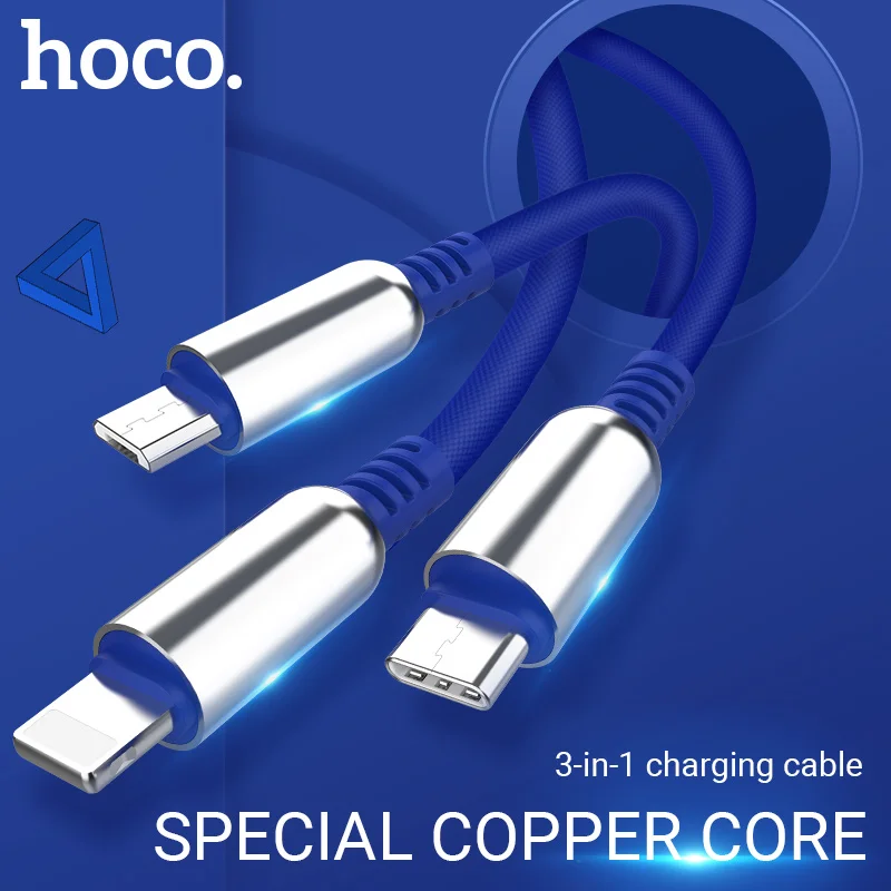 hoco 3в1 usb кабель для lightning микро юсб usb тип c для быстрой зарядки угловой реверсивный юсб разъем провод зарядное устройство для iphone xiaomi samsung прочный зарядный шнур тайп си micro usb лайтнинг зарядник