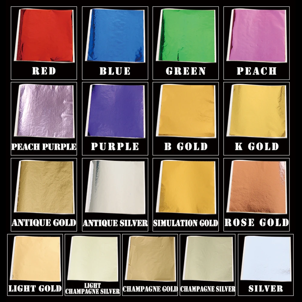 

Imitation Gold Leaf Sheets Foil PaperPaper Gilding,for Crafts Nail Shiny Home Decoration Wall Furniture Statue 100pcs 8x8.5cm