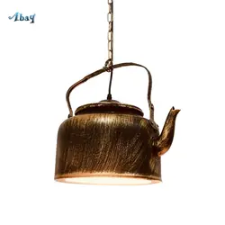 Американский форма чайника гладить Art акриловые подвесные светильники лампа подвесная в ретро стиле для бара Обеденная промышленных лампа