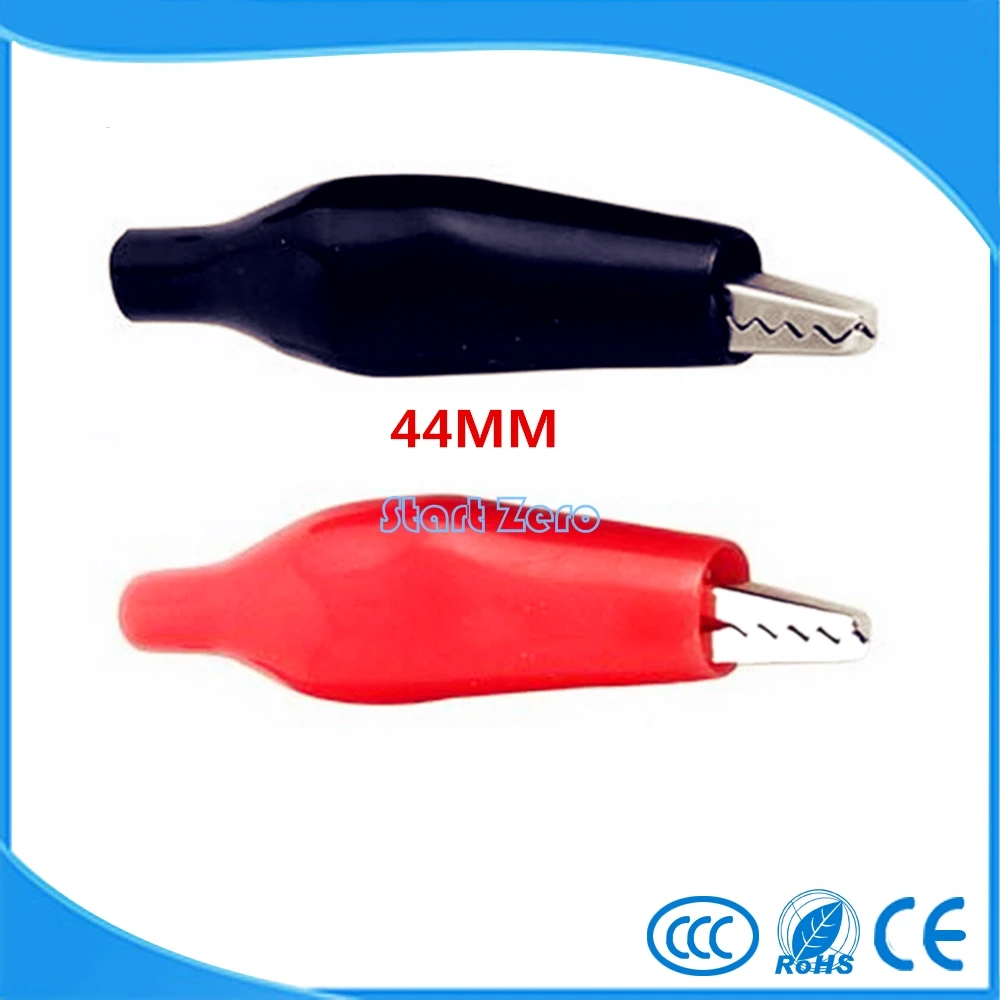 

20 PCS Metal Alligator Clip crocodile electrical Clamp FOR Testing Probe Meter 44MM Black and red Plastic Boot