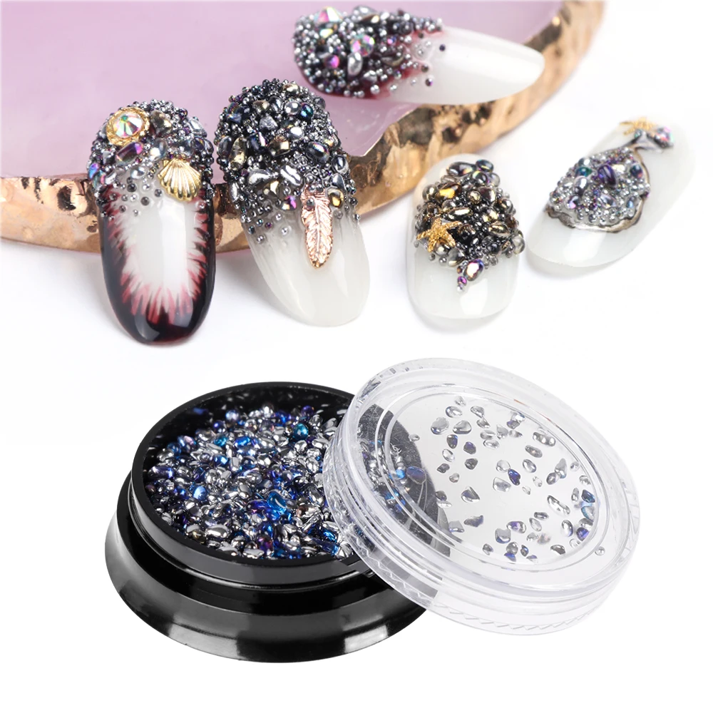 

1 Box 3D Multi-size Caviar Rhinestone Bead Irregular Crystal Alloy Stone Nail Studs Manicure Decoration Strass Accessories Stone