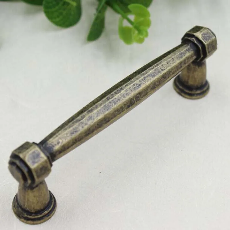 96mm kitchen Cabinet Handles Brown Cupboard Pulls Antique Zinc Alloy ...