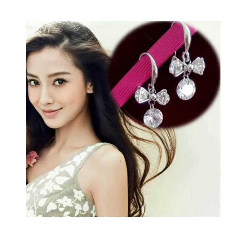 

Grace Jun Top Quality AAA CZ Gold Color Bowknot Clip on Earrings No Pierced for Girl's Charm Fashion No Hole Ear Clip Bijouterie