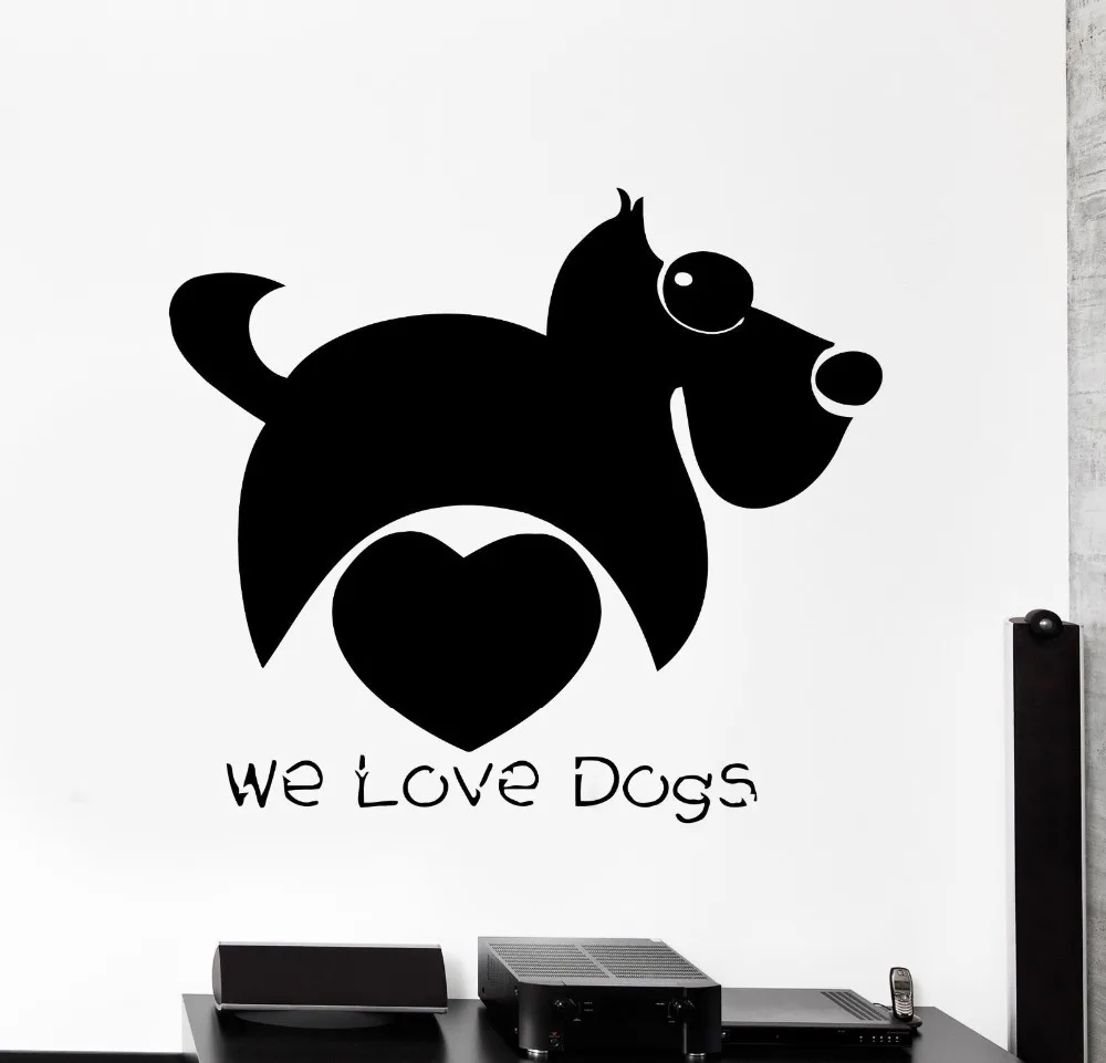 Wall Stickers Dog Funny Animal Love Kids Pets Decor Mural Vinyl Decalin Wall Stickers from Home
