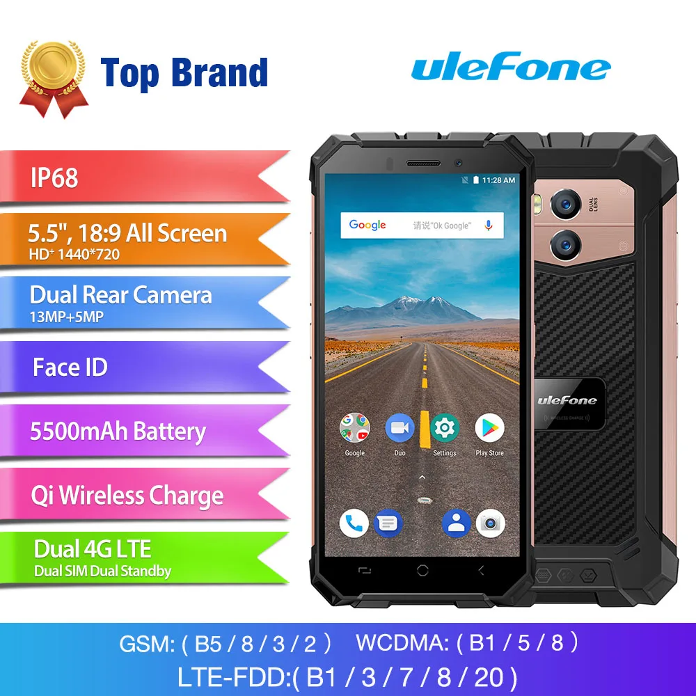 Ulefone Armor X 4G мобильный телефон IP68 Водонепроницаемый Android 8 1 5 дюймов HD MT6739