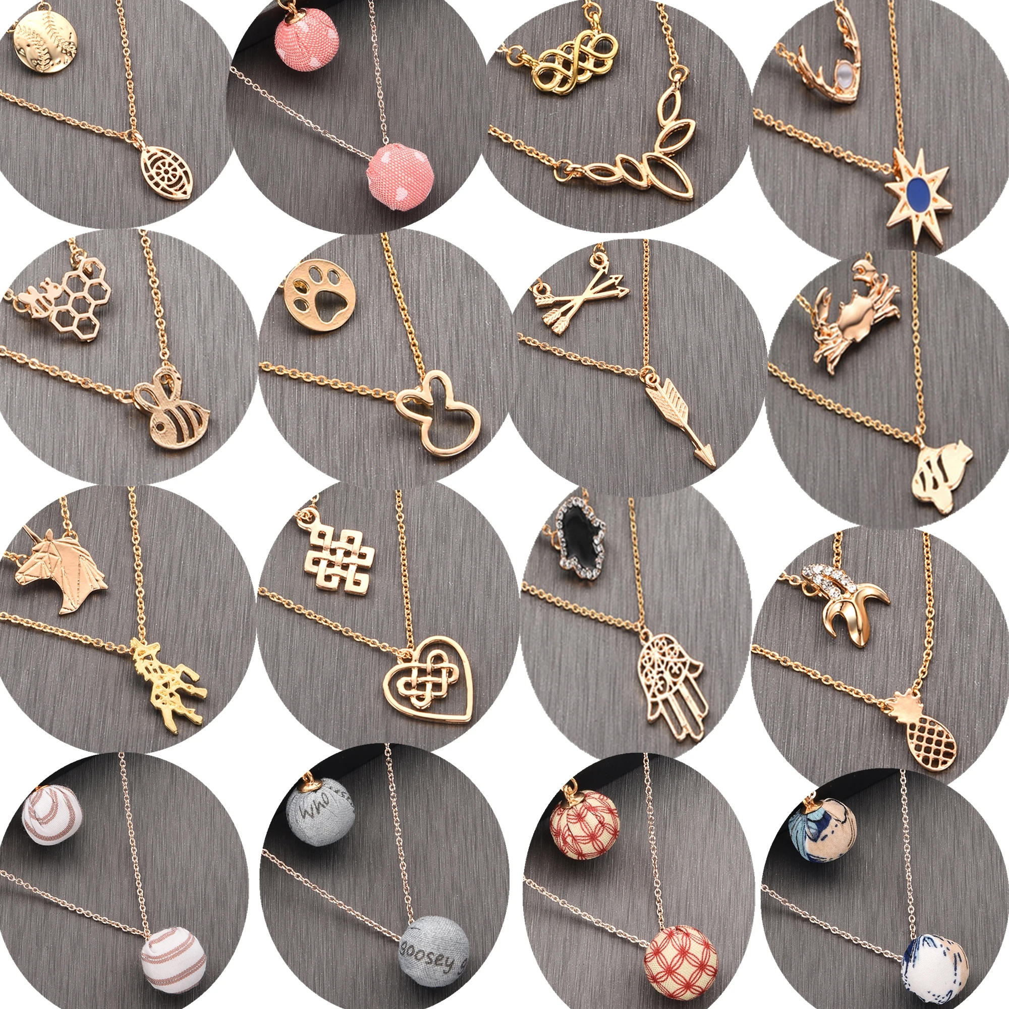 

QIAMNI Sexy Multi Layer Chain Rabbit Unicorn Bee Crab Hamsa Arrow Fish Pendant Necklace Choker Collares Party Jewlery Gift Charm