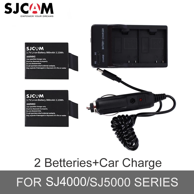 

SJCAM 2 Pcs 3.7V Li-ion Battery + Dual Charger+Car Charger for SJCAM Sj5000 Series Sj4000 Series M10 Series Sports Action Camera