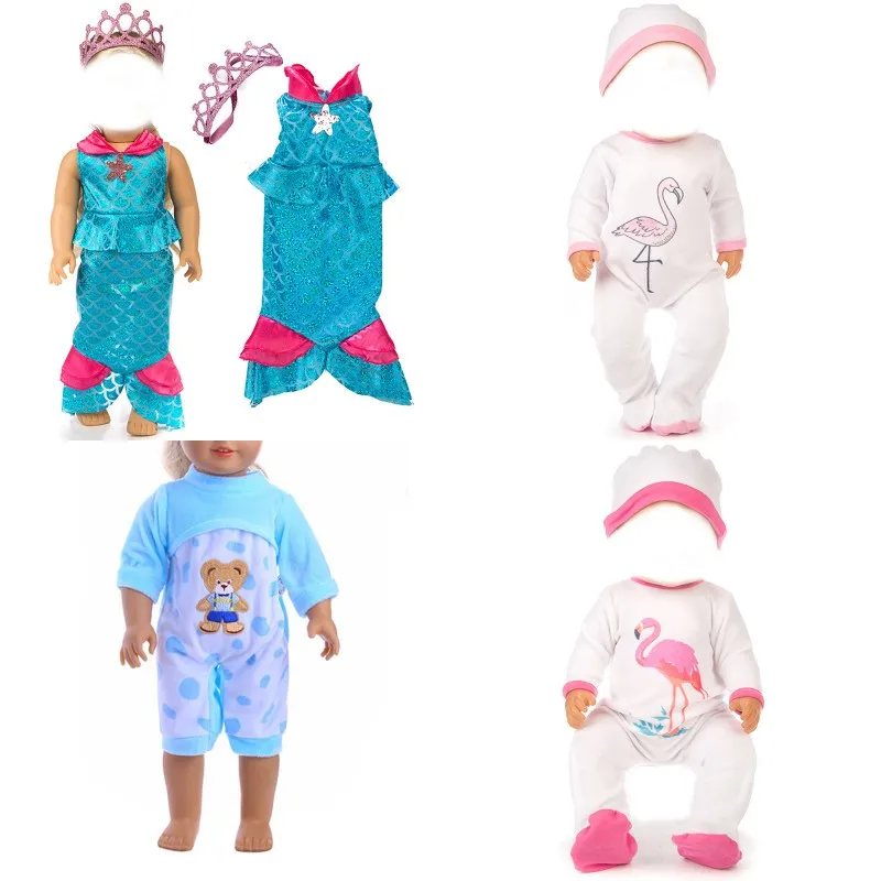

1 Set Crown Mermaid Fishtail Cosplay Dress Pajamas Costumes Lingerie Sleepwear Clothes Doll Clothes Suit For 18 Inch Doll Gift