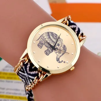

Relogio Feminino 2018 Fashion Wool Braided Bracelet watch Women Elephant Round dial Sport Quartz Watch Hot sale Dames Horloge