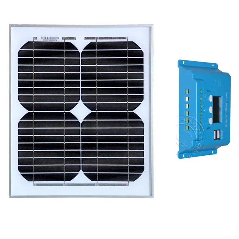 Kit Panneau Solaire 12v 10W Solar Battery Controller 12v/24v 10A PWM LCD Charger Usb Car Camping Boat Caravan Light Phone | Электроника