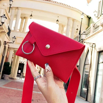 

Women Fashion Envelope Waist Belt Bag Fanny Pack Solid PU Leather Large Rings Shoulder Crossbody Purse Phone Money Wallet Pouch