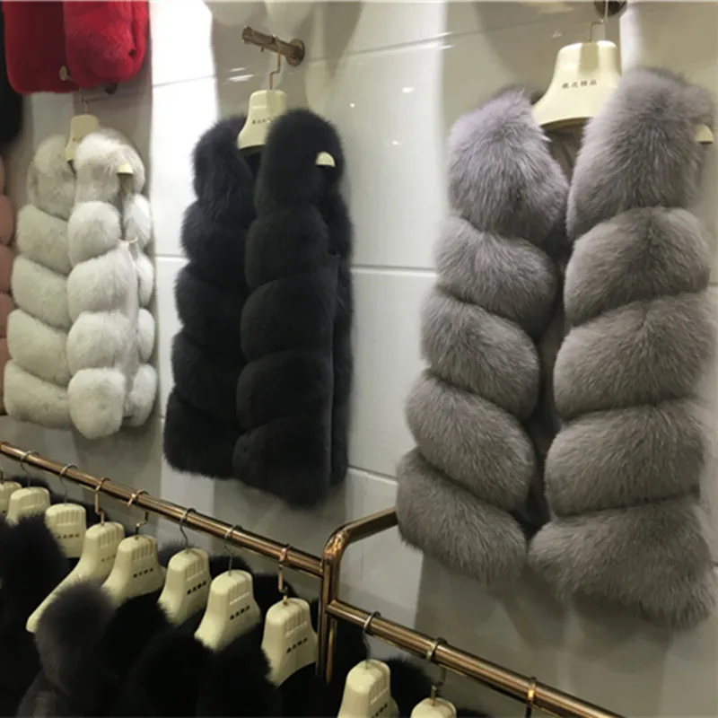 

Autumn Winter Fashion Women's Imitation Fur Vest Long Fox Fur Jacket Female Sleeveless Faux Fur Coat Outwear Plus Size S-XXXXL