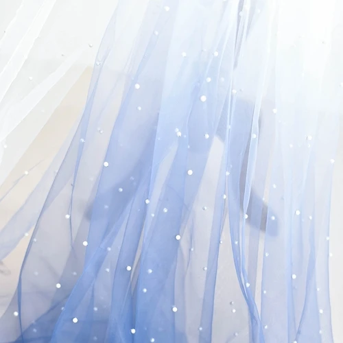 Серо-синяя марля для ногтей с жемчугом, градиентная ткань, нежная ажурная ткань, градиентный материал свадебного платья, одежда, прозрачная ткань - Цвет: Royal blue