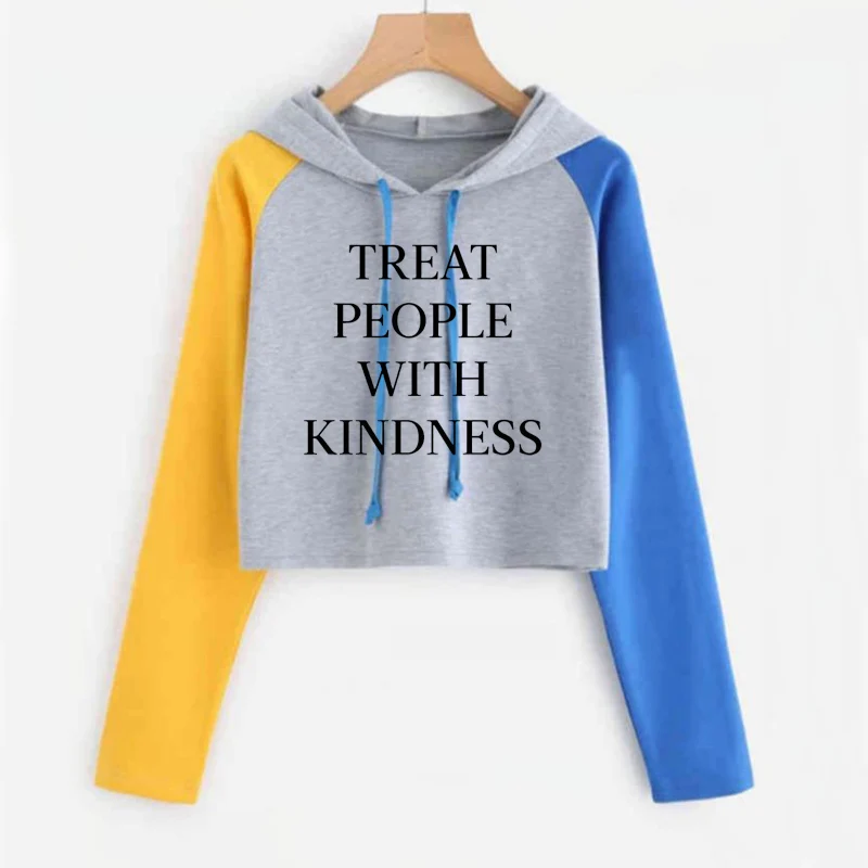  Crop Top Sweatshirt Harry Styles Treat People with Kindness Woman Hoodie Long Sleeve Pullover Sweat