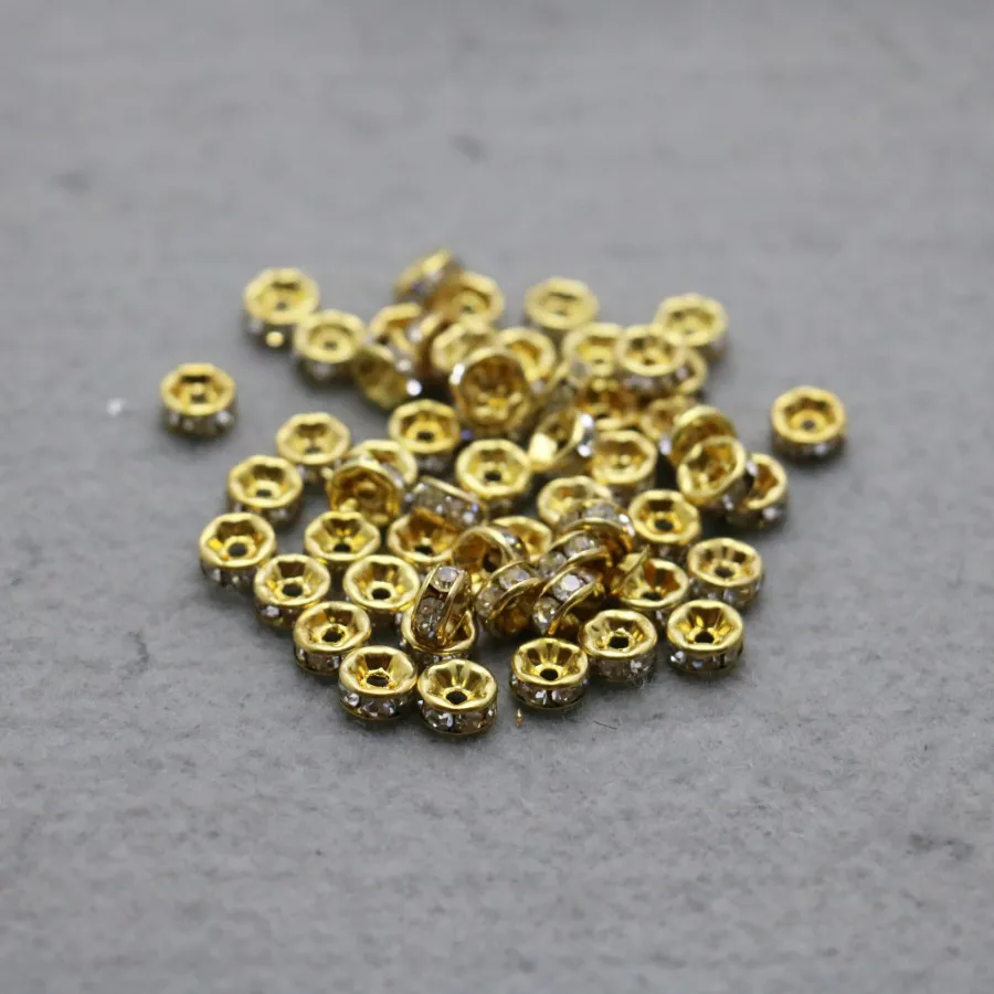 

100PCS Wholesale Gold-Color Circle Inlaid Rhinestone Hardware Metal Fittings Part For Accessory DIY Machining Metal Parts Design