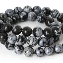 Doğal taş kar tanesi Obsidian boncuk 4 6 8 10mm 15
