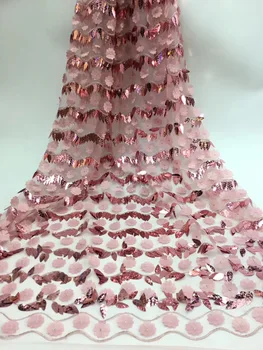 

Latest African Embroidered Net Lace Fabric French Tulle Lace With Sequins For Dress Nigerian Bridal tulle Lace Fabric T31331