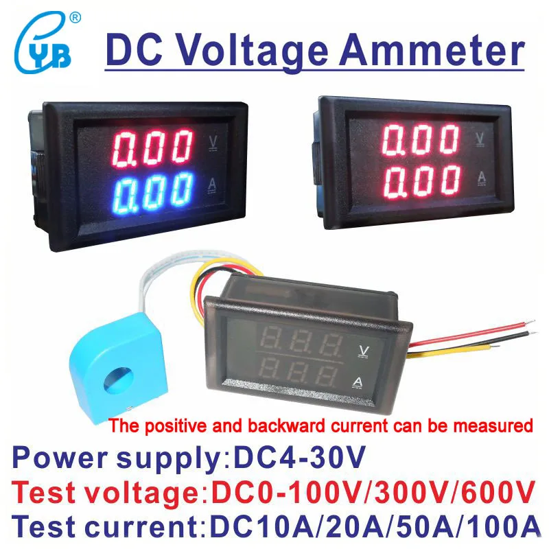 YB28VA DC 0-100 В 300 В светодиодный двойной Вольтметр Амперметр цифровой Дисплей Напряжение вертушек тестер трансформатор тока ct Вольт Ампер