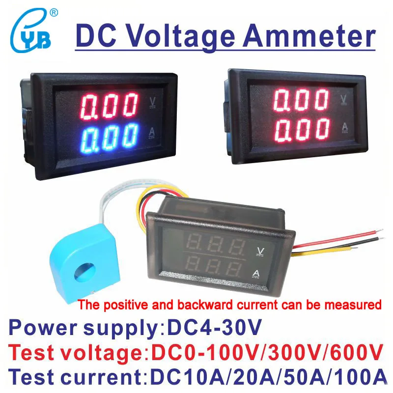 

YB28VA DC 0-100V 300V LED Dual Voltmeter Ammeter Digital Display Voltage Current Meters Tester Current Transformer CT Volt Amp