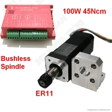 Бесщеточный шпиндель 100 Вт 45Ncm DC24V бесщеточный шпиндель 42 мм мотор+ Драйвер+ монтажный кронштейн ER11 цанги матч MACH3
