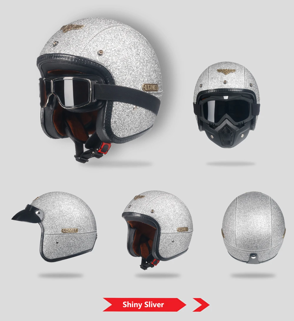 LDMET Кожа PU casco moto Винтаж moto rcycle шлем с открытым лицом камуфляж capacetes de moto ciclista vespa Кафе racer