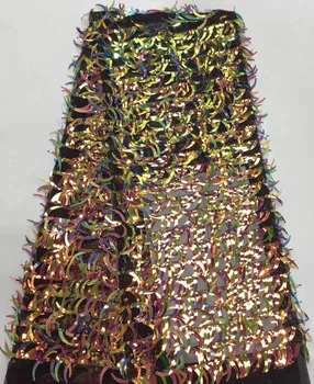 

The latest African lace fabric 2019 high quality lace fashion French lace fabric tulle Nigeria sequin lace fabric T3096