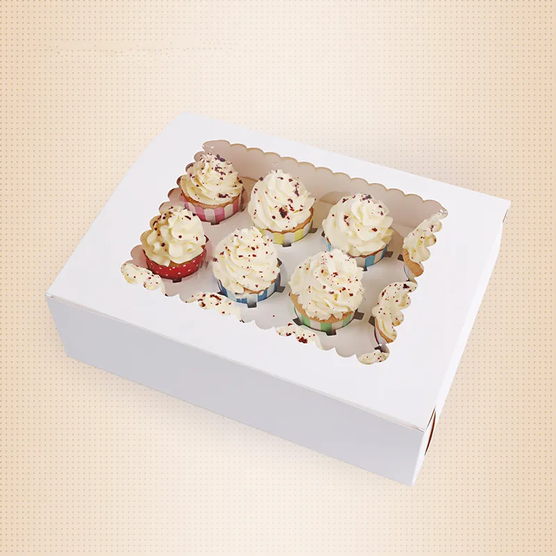 5x Cupcake Boîtes Avec Fenêtre Amovible Plateaux pour 2/4/6/12 Tasse Gâteaux conteneurs