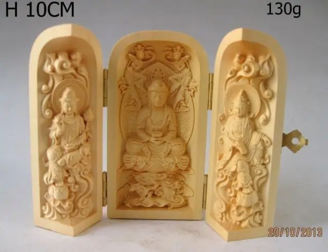 

3PCS CHINESE 100% Woodcarving Buddha Boxwood Buddha NR