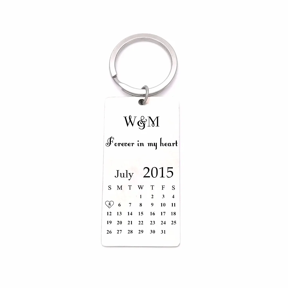 Customized keychain Stainless steel calendar Text Picture Lover Baby Photo Key Chains | Украшения и аксессуары