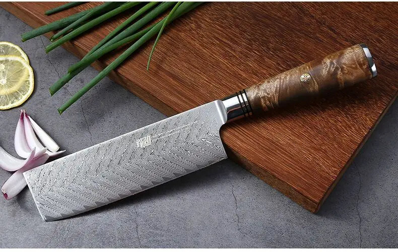 62HRC Japanese chef Knives Damascus Knife, kitchen knife Damascus VG10 Stainless Steel Knives 67 Layer Shadow wood copper nail 62HRC Japanese chef Knives Damascus Knife, kitchen knife Damascus VG10 Stainless Steel Knives 67 Layer Shadow wood copper nail