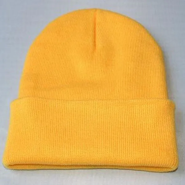 M038 Chicken yellow CHSDCSI вязаная шапка для мужчин и женщин, однотонная унисекс шапка, Зимняя шерстяная смесь, мягкая теплая шапка с черепом, шапки, лыжная шапка s - Цвет: M038 Chicken yellow