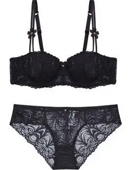 US $9.9 1/2 Cup Bra Floral Embroidery Lace Bra and Panties Set Underwear Women Fashion Sexy Lingerie calvin klein underwear set Bra & Brief Sets